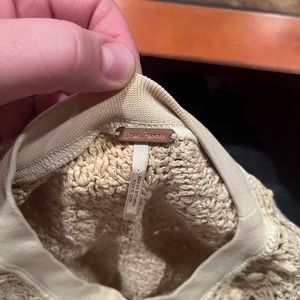 Tan Free People crop pullover